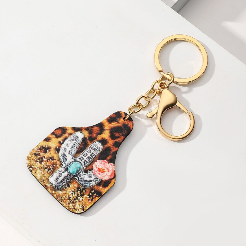 Wholesale Creative anti-lost device wooden cactus backpack keychain